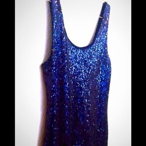 Sequin DressvBlue Mini Club Dress Sz L EUC